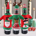 Miniatyrbild 5 av 5: 3-pack Julvinflaskaöverdrag, Fula Julkläder Vin Flaska Överdrag För Julfest Dekorationer