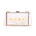 Miniatyrbillede 1 af 5: Kvinders Transparent Håndtaske Aftenfest Brude Clutch Skuldertaske Prom Bryllup FGul Blomst