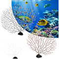 Miniatyrbillede 2 af 5: 2 stk Akvarium Simulerings Vandplanter Dekorative Genanvendelige Praktiske Kunstige Påfugltræ til Fiskekum Dekoration Sort S