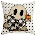 Pikkukuva 2 / 5: Hauska Halloween - söpö haamu tyynynpäällinen, 18 x 18 tuumaa, polka dot -kurpitsa -lepakko tyynynpäällinen sohvalle, 4 kpl setti