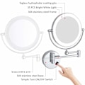 Miniatyrbild 3 av 5: 8 Tums LED-belyst Väggmonterad Smink Spegel med 7x Förstoring, Krom M1805D (8 tum, 7x) perfekt present till kvinnor & flickor