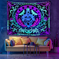 Miniatyrbilde 2 av 5: UV-reaktivt skjelettsveve, gløder i mørket festbakgrunn, svart lys trippy psykedelisk rom neon kule plakater for