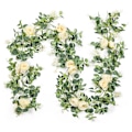 Miniatyrbillede 1 af 5: XJ-2-pak Eucalyptus Guirlande med Champagne, Grøn Guirlande Bulk Kunstig Silke Blomster Eucalyptus 12