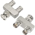 Miniatyrbilde 1 av 5: Splitteradapter 2-pak BNC Hane til Dobbel BNC Hunn Tee Type 3-veis Audio RF Koaksial Kontakt