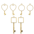 Miniatyrbillede 1 af 3: 6 stk. Nøgletema Åbne Bezel Charms Legering Ramme Vedhæng Til Harpiks Smykkefremstilling Guld 6.1X2X0.3CM
