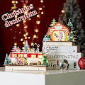 Miniatyrbillede 2 af 5: Julelys Lille Hus Julemand Dukke Figur Hut LED Lys Julepynt