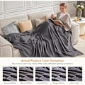 Pikkukuva 4 / 5: Fleece-peitto 230 x 230 cm Pehmeä ja lämmin sohvapeitto Fleece-huopa, pörröinen ja mukava flanellihuopa ja -ruudukot, harmaa