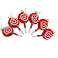 Miniatyrbillede 1 af 5: 6 Stykker Julelollipop Pynt, Ubrækkelige, Glimtende, Sukkerstang Design, Pynt Til Juledekorationer Rød