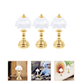 Miniatyrbillede 3 af 5: 3 stk. Miniature Bordlampe Ornamenter Mini Hus Bordlampe Modeller Falsk Lys Dekorationer 4X2CM