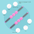 Miniatyrbilde 3 av 5: Fasciemassasjevals for Cellulitter og Smertefulle Muskler - Hals, Ben, Rygg, Kroppsvals Dypvevs Massasje Stick Verktøy - 3 Kule Størrelse Versjon