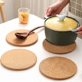 Miniatyrbillede 4 af 5: 4 stk. korkunderlag til tallerkener, gryder, pander og planter, 7,4\" diameter, varmebestandige korkunderlag til gryder og panderBrun