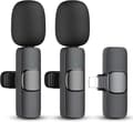 Miniatyrbillede 1 af 5: 2-pak professionel trådløs mikrofon til iPhone iPad, clip-on mikrofon plug and play til YouTube, optagelse, vlogging