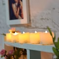 Miniatyrbild 1 av 5: Flammlöst ljus med 10-knappars fjärrkontrolltimer, blinkande tårformad tealjus, realistisk vaxsimulerande droppande LED-ljus, H