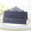 Miniatyrbillede 4 af 5: 100 stk. 3D Blomsterkrone Bordkort Ramadan Udskæring Papir Pladskort Guld