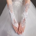 Miniatyrbillede 2 af 4: (Hvid) 1 Par Fingerløse Glitter Satin Lace Bryllupshandsker, Dame Opera Handsker, Fest Prom Handsker.
