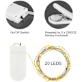 Miniatyrbild 2 av 5: Fairy String Lights, LED-ljusslingor med batteridrift, koppartråd, vattentäta för utomhusdekoration i trädgården, 2 m, 20 LED, blinkande