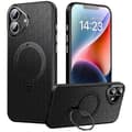 Magnetisk skal med ringholder og stativ til iPhone 16 Plus, PC+TPU, Stødsikkert mobilskal
