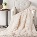 Miniatyrbillede 1 af 5: Knusende Blød Plysstof Tæppe, Stue Tæppe, Mikrofiber Tæppe, Fleece Tæppe, Sofa Tæppe, Aircondition Tæppe Lys Til Sofa Beige 130x160cm