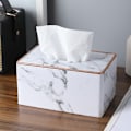Miniatyrbillede 2 af 5: Vævæskeskrin Cover Rektangulær 19*13*9.5CM Forfinet Moderne PU Læder Ansigtsvæv Dispenser Æskeholder til Kommode Badeværelse