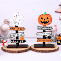 Pikkukuva 4 / 5: 2 kpl Halloween-koristeiden setti - Puupumppujen kirjaimet, puun haamu-teline, pumppujen taikamaskin ovikoukku ja riipuskoristeet