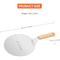 Miniatyrbillede 4 af 5: Pizza Spatel, Rund Pizza Paddel Med Træhåndtag Og Rustfrit Stål Metalbakke Til Hjemmelavede Pizzaer, Kager, Dej Etc, 10 Tommer