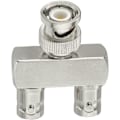 Miniatyrbilde 4 av 5: Splitteradapter 2-pak BNC Hane til Dobbel BNC Hunn Tee Type 3-veis Audio RF Koaksial Kontakt