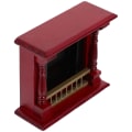 Miniatyrbillede 4 af 4: Mini Hus Træ Pejs Dukkehjem Mini Pejs Model Miniature Møbel Model Rød 10.5x4x9cm Red 10.5x4x9cm