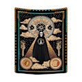 Miniatyrbillede 1 af 4: Troldmandsskalletæppe Tarot Sol Iris Tæppe Sol og Måne Tæpper Sort Chakra Tæppe Stjerner og Sky Tæppe til Værelse 70*