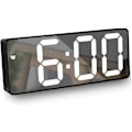 Miniatyrbillede 2 af 5: Digital vækkeur med LED-spejl - Digital vækkeur med slumrefunktion - Stemmestyring - Temperaturvisning - 12/24 timer - Til soveværelse, kontor
