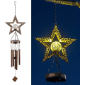 Miniatyrbilde 1 av 4: Solvindklokker, Hage Stjerneklokker, Hengende Varmt Hvit LED-Lys Med Metallrør Vanntett Dekorasjon Morsdagsgave, 18*11*104cm