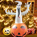 Pikkukuva 1 / 5: Halloween-ilmapallohaamu ja -kurpitsa, sisäänrakennetut LED-valot, puhallettava pihakoriste juhliin, ulkotiloihin, pihalle, puutarhaan ja nurmikolle