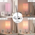 Miniatyrbillede 4 af 5: Stof Bordlampe Berøringsdæmpning A+c Usb 2 Huller Ac Stik Soveværelse Natbord Lampe