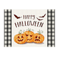 Miniatyrbilde 1 av 5: Sett med 4 absorberende middagsservietter, Halloween-spøkelse svart katt gresskar trestruktur gjenbrukbare servietter vaskbare dukservietter