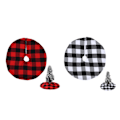 Miniatyrbillede 5 af 5: 2 stk. Buffalo Check Plaid Juletræsskørt Tæppe Måtte Sjove Fest Dekorationer Forsyninger til Jul Dekorationer Lejlighed Ornament