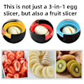 Miniatyrbild 2 av 5: Äggskärare för hårdkokta ägg, 3 i 1 äggskärare, jordgubbsskärare, druvskärare, bananskärare idealisk för sallader, smörgåsar