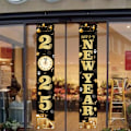 Miniatyrbillede 1 af 5: Sort Happy New Year Dørbanner 2025 | Sort Happy New Year Banner, Nytårsaften Party Supplies 2025