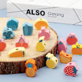 Miniatyrbilde 4 av 4: Treleker med dyr og frukt for barn - Perler, sensorisk læring, utdanningsleker, gavebrev, 26 deler