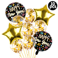 Miniatyrbillede 3 af 5: 4 sæt Happy New Year Balloner Happy New Year Ballon Konfetti Balloner Sort og Guld Happy New Year Ballon Sæt