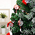 Miniatyrbillede 4 af 5: 6 Stykker Julelollipop Pynt, Ubrækkelige, Glimtende, Sukkerstang Design, Pynt Til Juledekorationer Rød