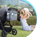 Miniatyrbilde 5 av 5: Universal Stroller Organizer med Koppbærere - Stroller Caddy med Stor Lagringsplass Passer for Barnevogn