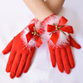 Miniatyrbild 5 av 5: Dam Santa Claus Julfest Kläder Päls Stretch Satin Röd Klänning Handskar