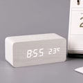 Miniatyrbild 3 av 5: Digital väckarklocka LED Trä Skrivbords Klockor Röststyrning Klocka Bänkskivor Ornament för Hem Sovrum Studio (Vit)
