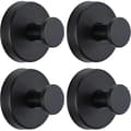 Suction Cup Towel Hooks 4-Pack, 304 Stainless Steel Wall Hooks for Bathroom Kitchen Glass and Tile, Black