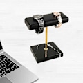 Miniatyrbillede 3 af 5: Urstand af Sort Marmor med Guld Metalstang - Display Stativ til Armbånd, Smykker, Længere Placering