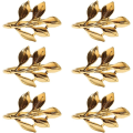 Miniatyrbillede 1 af 5: Servietringe Sæt Servietringe Blad Knapper Metal Serviet Til Jul Thanksgiving Fester Bryllup Pynt Bord Guld Dekoration 6stk
