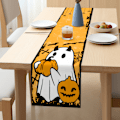 Miniatyrbilde 3 av 5: 4 stk Halloween Bordløper med Gresskar og Spindelvev Design Lin Bordløper for Feriebruk, Kjøkken, Spisestue, Dekor
