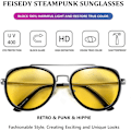 Pikkukuva 3 / 5: Retro Steampunk -aurinkolasit Pyöreät Steampunk Kaksoissiltaiset Aviator-lasit Naisille ja Miehille Retro paksu reunaiset aurinkolasit kaksoissiltaisilla linsseillä