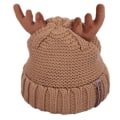 Miniatyrbilde 1 av 5: Fargerike Hjorte- og Elg-Hatt med Gevir - Beanie for Jenter og Gutter - Høst, Vinter, Jul - Kamel