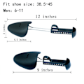 Miniatyrbild 2 av 5: 2 Par Plastskoskavare Sträckare Formgivare för Män (Svart) Plastskoskavare Justerbar Skoskavare Breddare Expanders