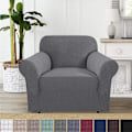 Miniatyrbild 3 av 5: Stretch Soffaöverdrag Möbelskydd Settee Klädsel Mjuk Med Elastisk Bottencheckar Fleece Universal Enfärgad Soffaöverdrag Ljusgrå 90x140cm Light grey 90x140cm
